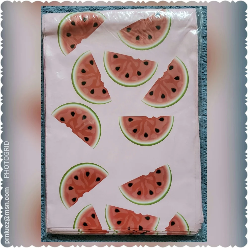 25 (10x13) Watermelon Designer Poly Mailers - Picture 2 of 6